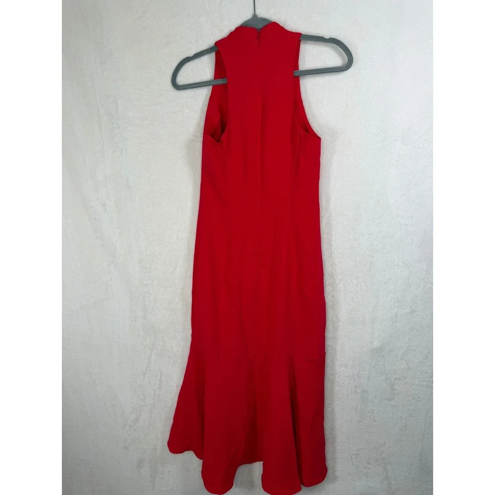 Amanda Uprichard Dress Women Petite P Red‎ Choker Neck High Low Mermaid Midi